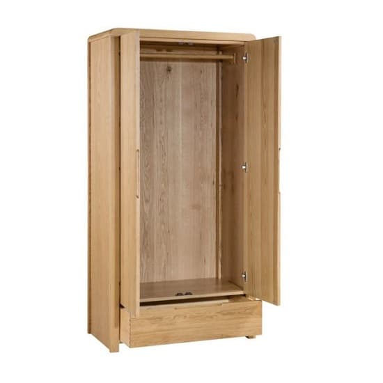 Camber Wooden Wardrobe In Waxed Oak With 2 Doors