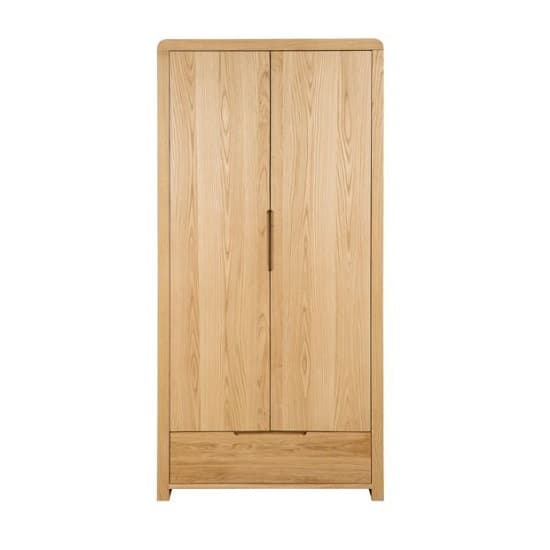 Camber Wooden Wardrobe In Waxed Oak With 2 Doors