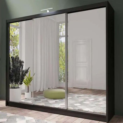 Mathilde 250cm Sliding 3 Door Wardrobe - Black