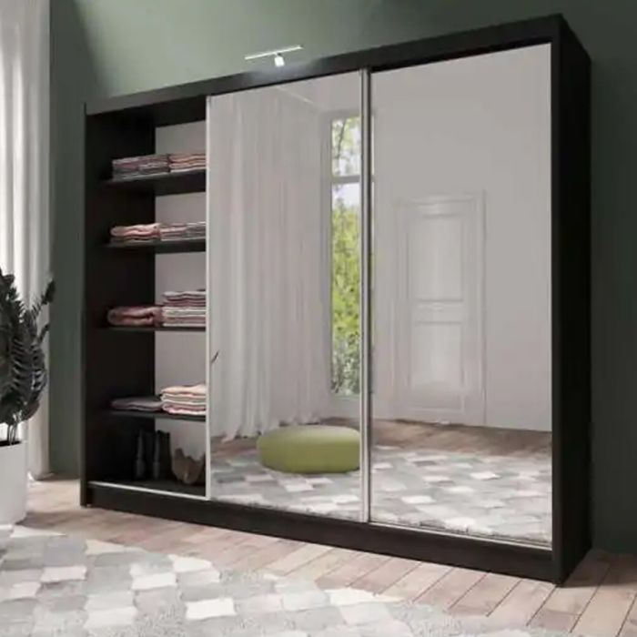 Mathilde 250cm Sliding 3 Door Wardrobe - Black