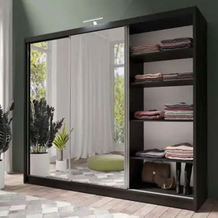 Mathilde 250cm Sliding 3 Door Wardrobe - Black
