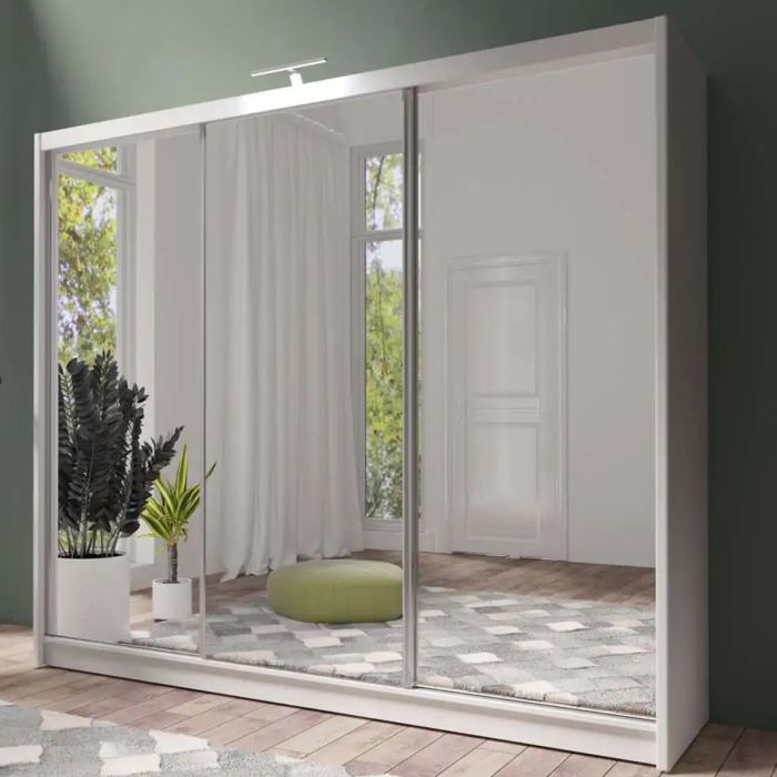 Mathilde 250cm 3 Door Sliding Wardrobe - White