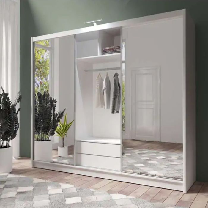 Mathilde 250cm 3 Door Sliding Wardrobe - White