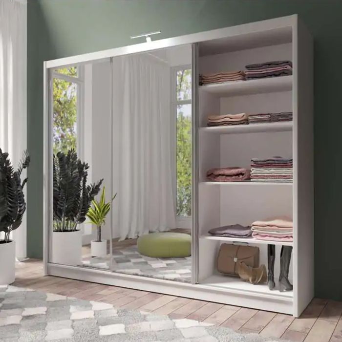 Mathilde 250cm 3 Door Sliding Wardrobe - White