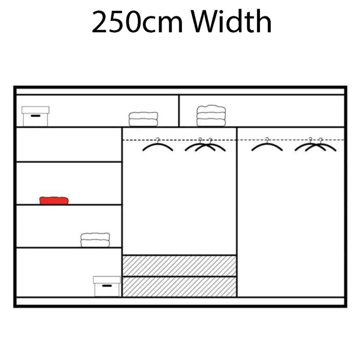 Mathilde 250cm Sliding 3 Door Wardrobe - Grey