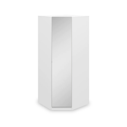 Meribel White Corner Mirrored Wardrobe