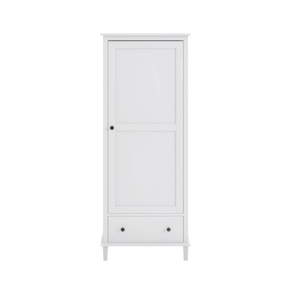 White Single 1 Door Wardrobe with Drawer - Marlowe