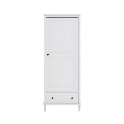 White Single 1 Door Wardrobe with Drawer - Marlowe