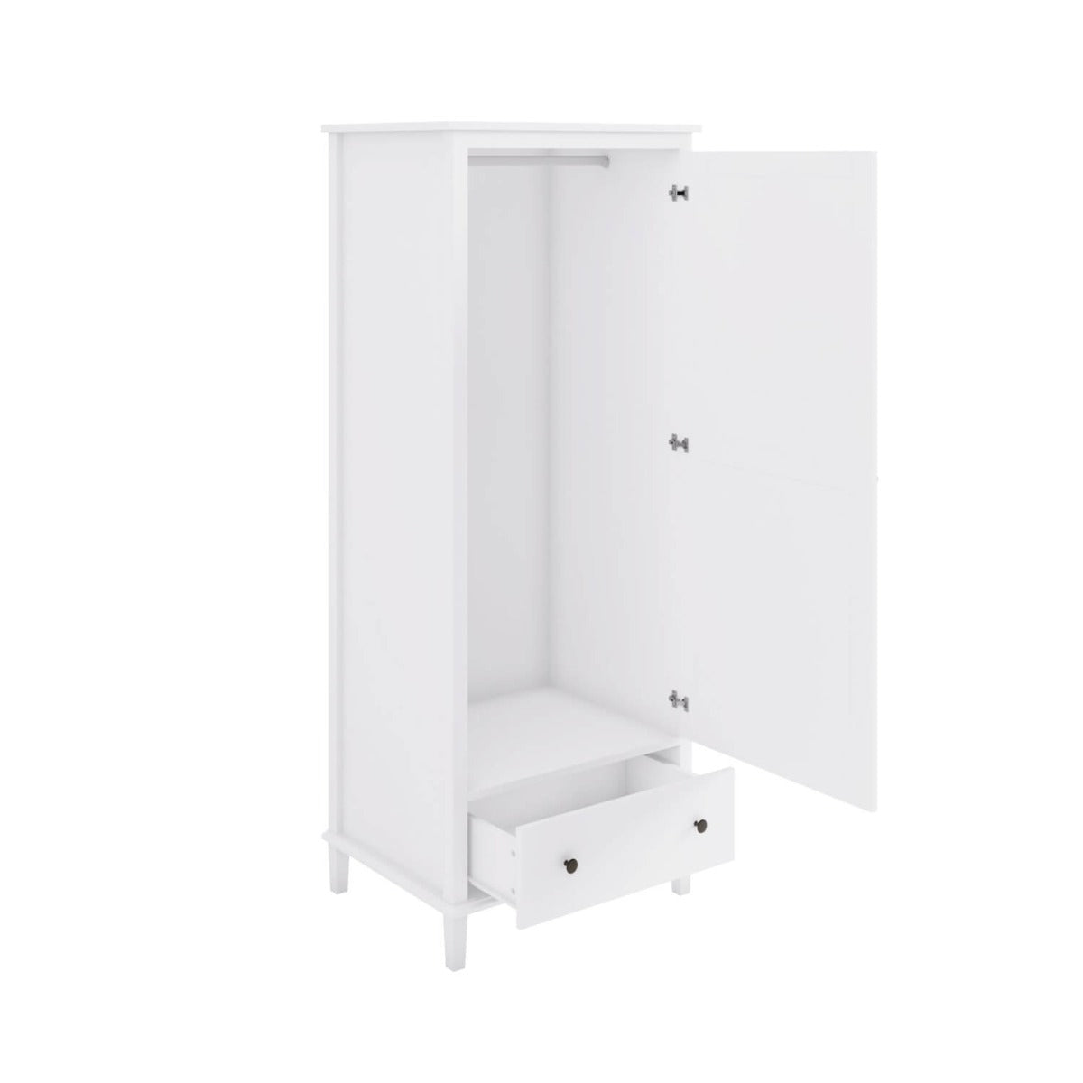 White Single 1 Door Wardrobe with Drawer - Marlowe