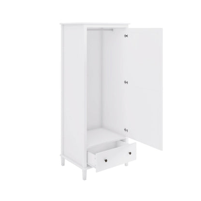 White Single 1 Door Wardrobe with Drawer - Marlowe