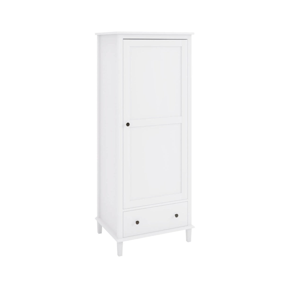 White Single 1 Door Wardrobe with Drawer - Marlowe