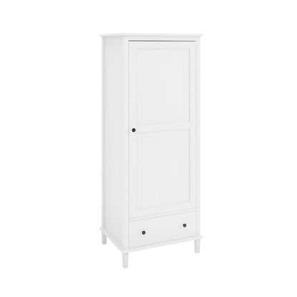 White Single 1 Door Wardrobe with Drawer - Marlowe