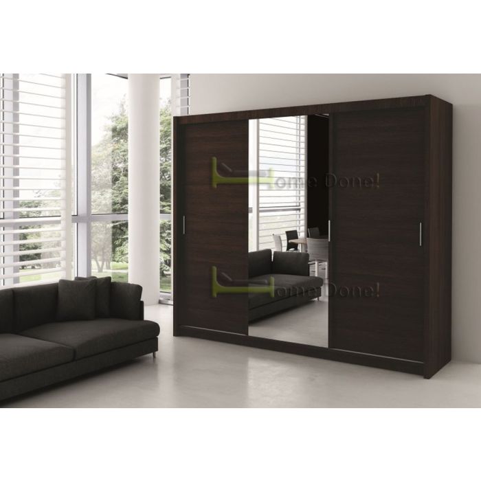 Monaco Mirrored Sliding Door Wardrobe - Black, White, Wenge, Oak, Walnut