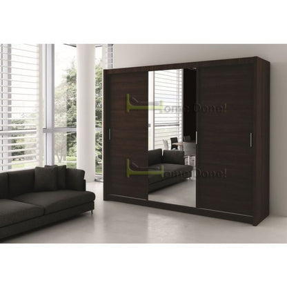Monaco Mirrored Sliding Door Wardrobe - Black, White, Wenge, Oak, Walnut