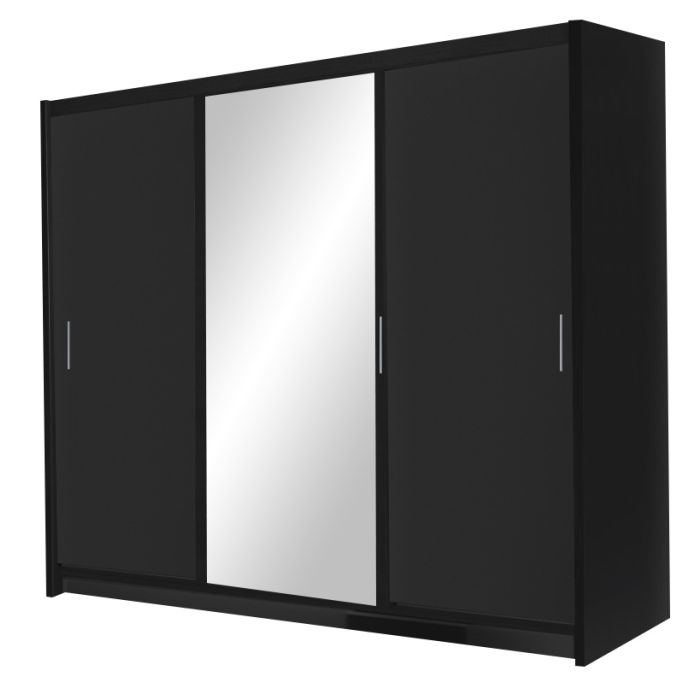 Monaco Mirrored Sliding Door Wardrobe - Black, White, Wenge, Oak, Walnut