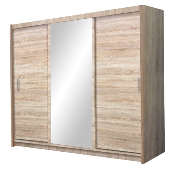 Monaco Mirrored Sliding Door Wardrobe - Black, White, Wenge, Oak, Walnut