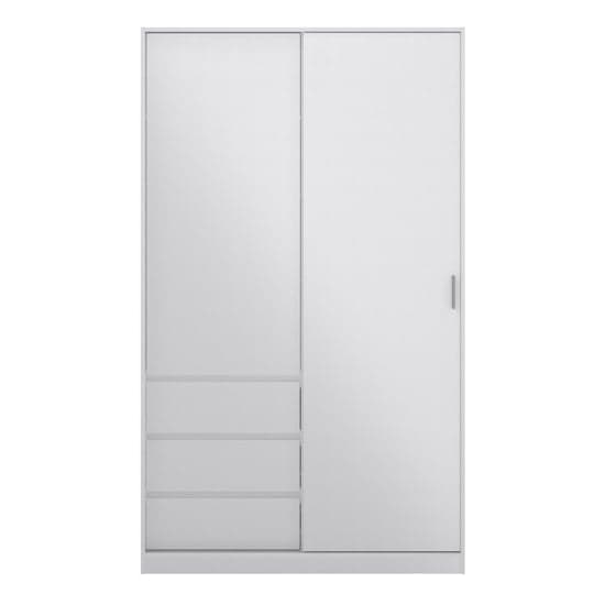 Nakou High Gloss Sliding Wardrobe 2 Doors 3 Drawers In White