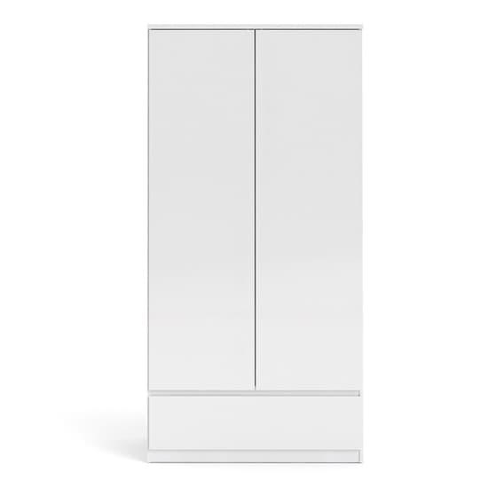 Nakou High Gloss 2 Doors 1 Drawer Wardrobe In White