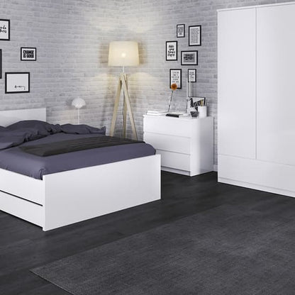 Nakou High Gloss 3 Doors 2 Drawers Wardrobe In White