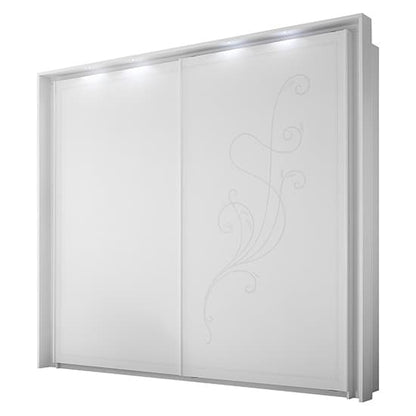 Nevea Italian LED Sliding 2 Door Wooden Wardrobe In Serigraphed White