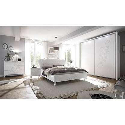 Nevea Italian LED Sliding Wooden 2 Door Wardrobe In Serigraphed White