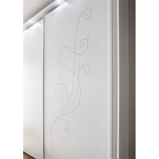 Nevea Italian LED Sliding Wooden 2 Door Wardrobe In Serigraphed White