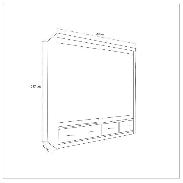 FURCO | Newry | White Sliding 2 Door Mirrored Wardrobe with Drawers | 150/200 cm | Spacious & Functional Elegance