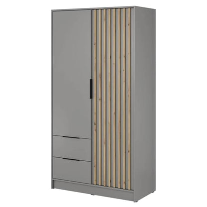 Niles Wooden Wardrobe With 2 Hinged Doors In Grey