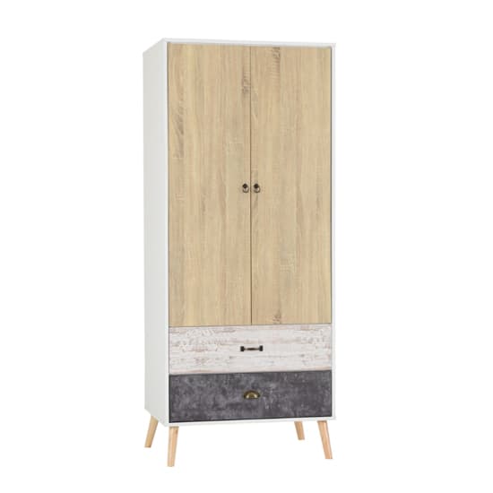 Noein Bedroom Set With 2 Doors Wardrobe In Distressed Effect