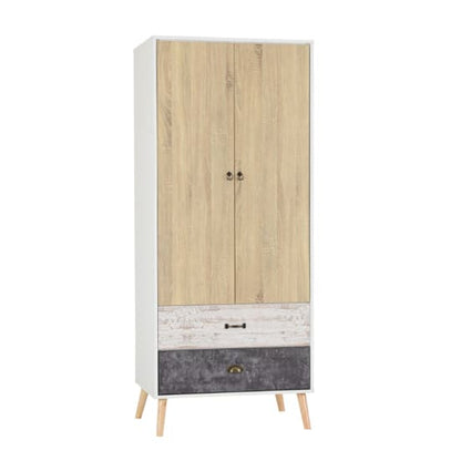 Noein Bedroom Set With 2 Doors Wardrobe In Distressed Effect