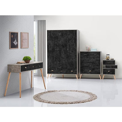 Noein Wooden Wardrobe With 3 Doors And 3 Drawers In Charcoal