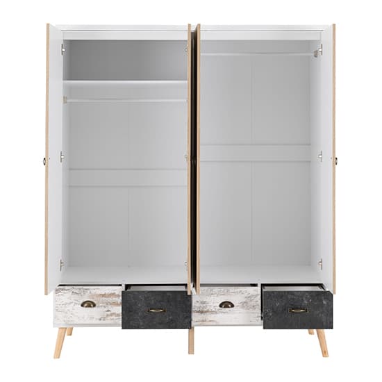 Noein Wooden Wardrobe With 4 Doors 4 Drawers In White
