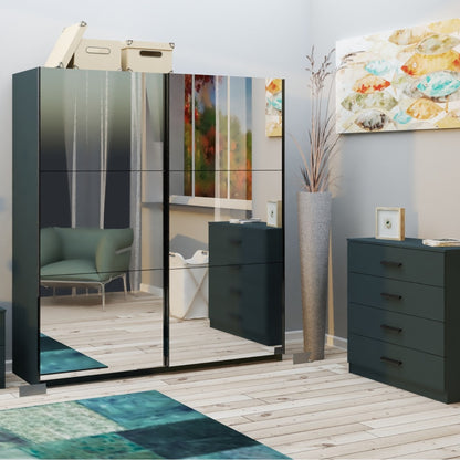 Norvik 180cm Full Mirror Sliding 2 Door Wardrobe - Anthracite