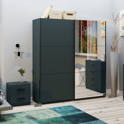 Norvik 180cm Mirrored Sliding 2 Door Wardrobe - Anthracite Grey