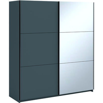 Norvik 180cm Mirrored Sliding 2 Door Wardrobe - Anthracite Grey