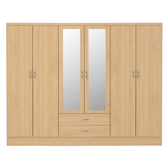 Noir Wooden 6 Doors 2 Drawers Wardrobe In Sonoma Oak