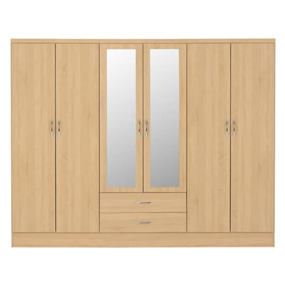 Noir Wooden 6 Doors 2 Drawers Wardrobe In Sonoma Oak