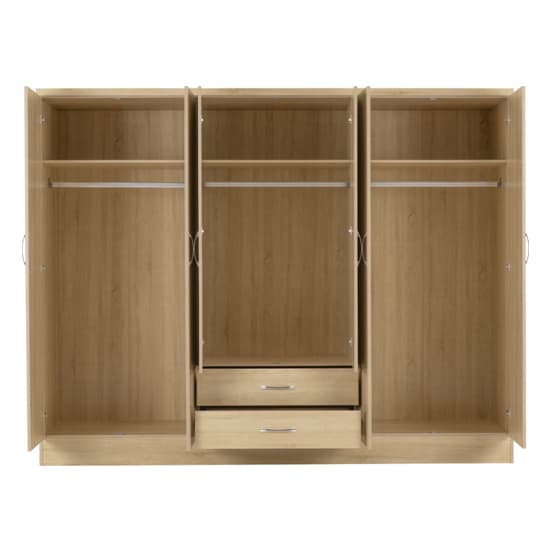 Noir Wooden 6 Doors 2 Drawers Wardrobe In Sonoma Oak