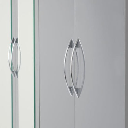 Noir Gloss 6 Door 2 Drawer Wardrobe In Grey And Light Oak