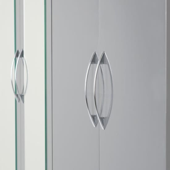 Noir Gloss 6 Door 2 Drawer Wardrobe In Grey And Light Oak