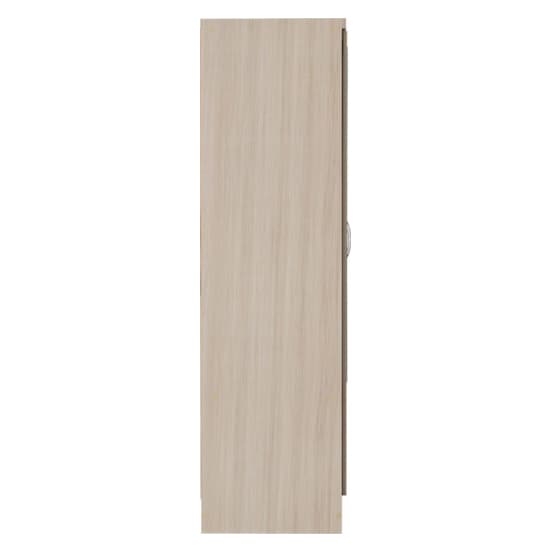 Noir Gloss 6 Door 2 Drawer Wardrobe In Oyster And Light Oak