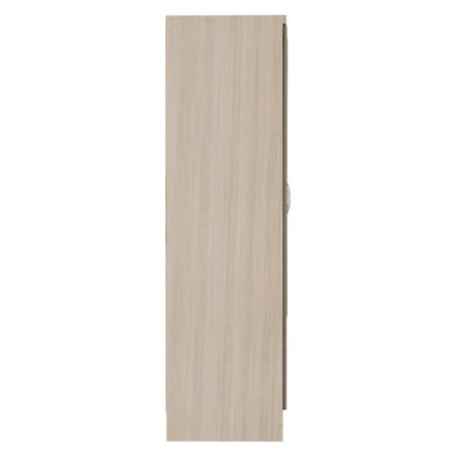 Noir Gloss 6 Door 2 Drawer Wardrobe In Oyster And Light Oak