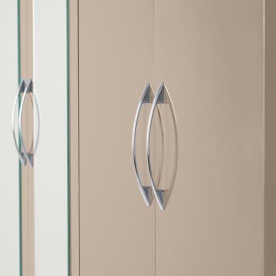 Noir Gloss 6 Door 2 Drawer Wardrobe In Oyster And Light Oak