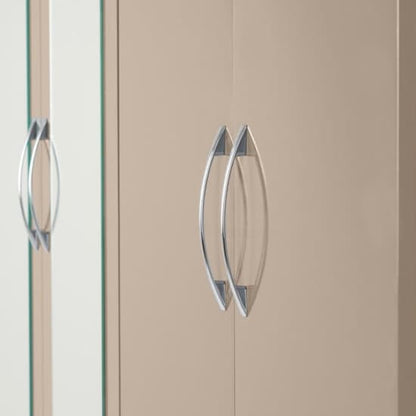 Noir Gloss 6 Door 2 Drawer Wardrobe In Oyster And Light Oak