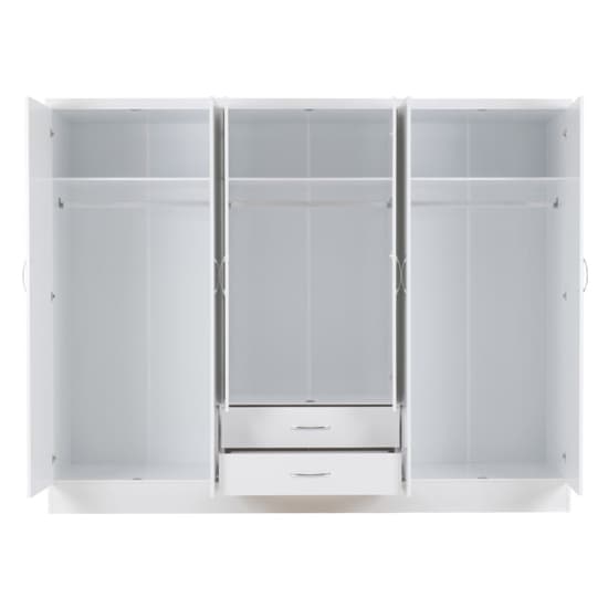 Noir High Gloss 6 Doors 2 Drawers Wardrobe In White