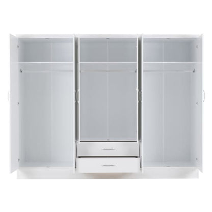 Noir High Gloss 6 Doors 2 Drawers Wardrobe In White