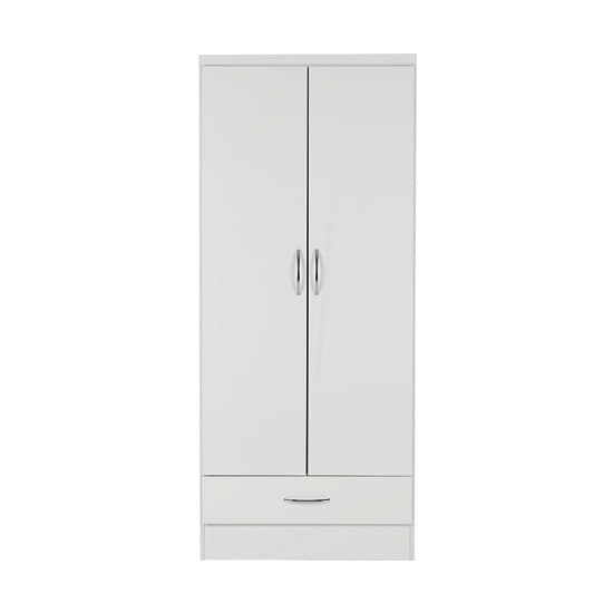 Noir Wardrobe In White High Gloss With 2 Doors And 1 Drawers