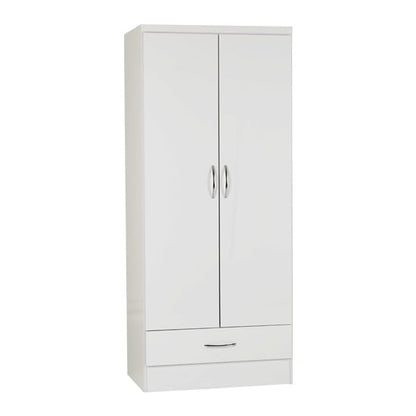 Noir Wardrobe In White High Gloss With 2 Doors And 1 Drawers