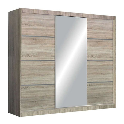 Broadland Sliding 3 Door 250cm Mirror Wardrobe - Sonoma Oak