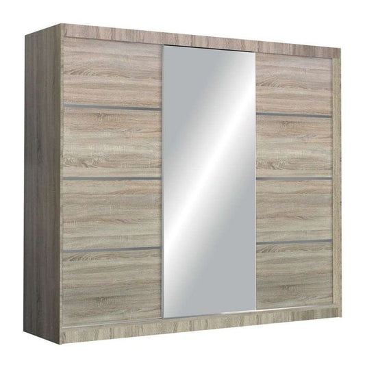 Broadland Sliding 3 Door 250cm Mirror Wardrobe - Sonoma Oak